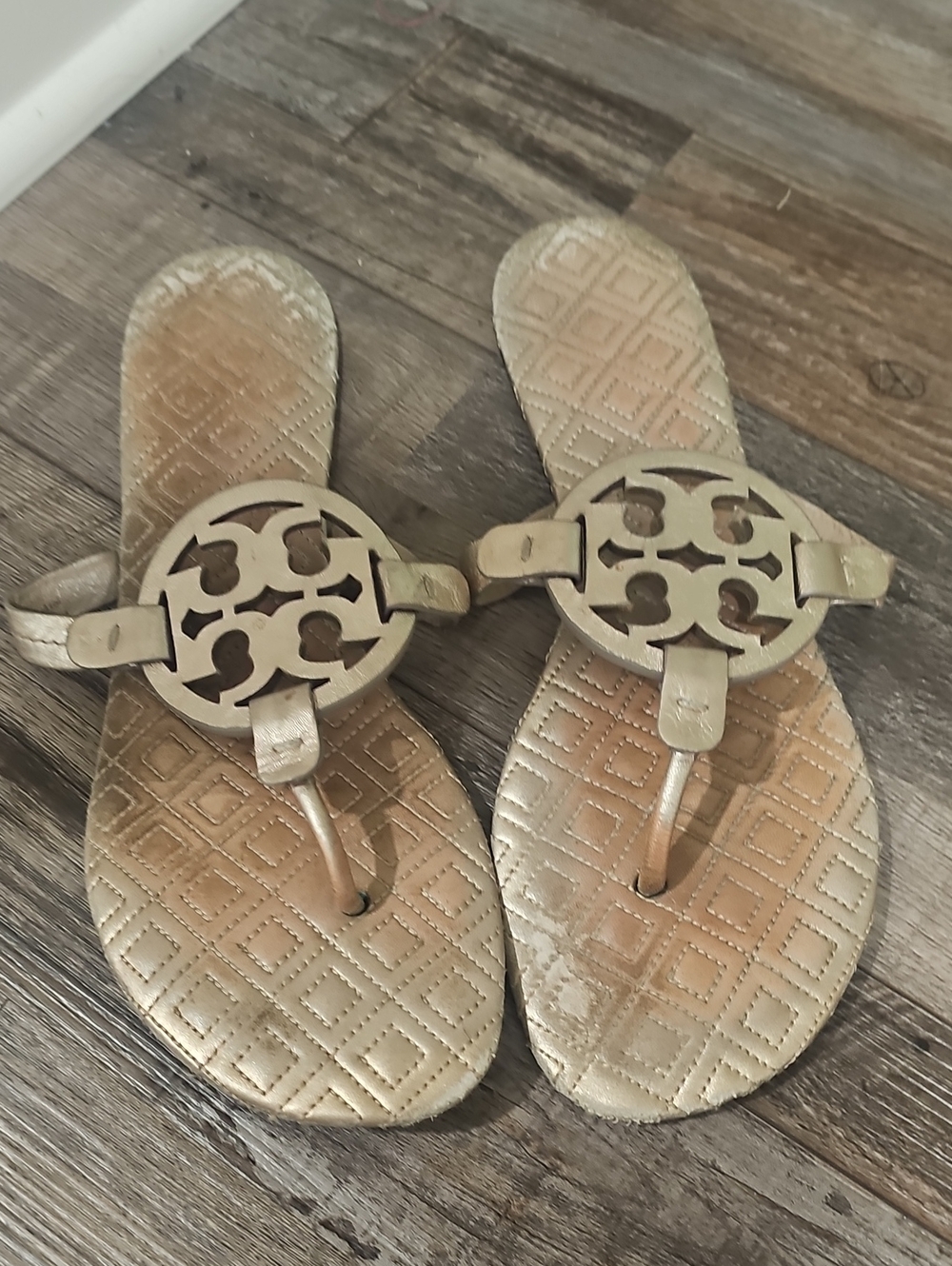 Tory Burch Miller Metallic Gold Sandals